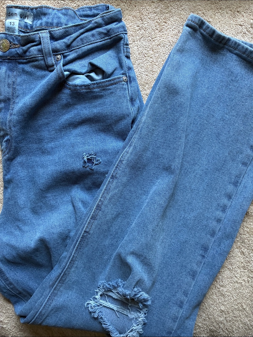Madden Girl 13 High-Rise Medium Blue with Distressed Details
